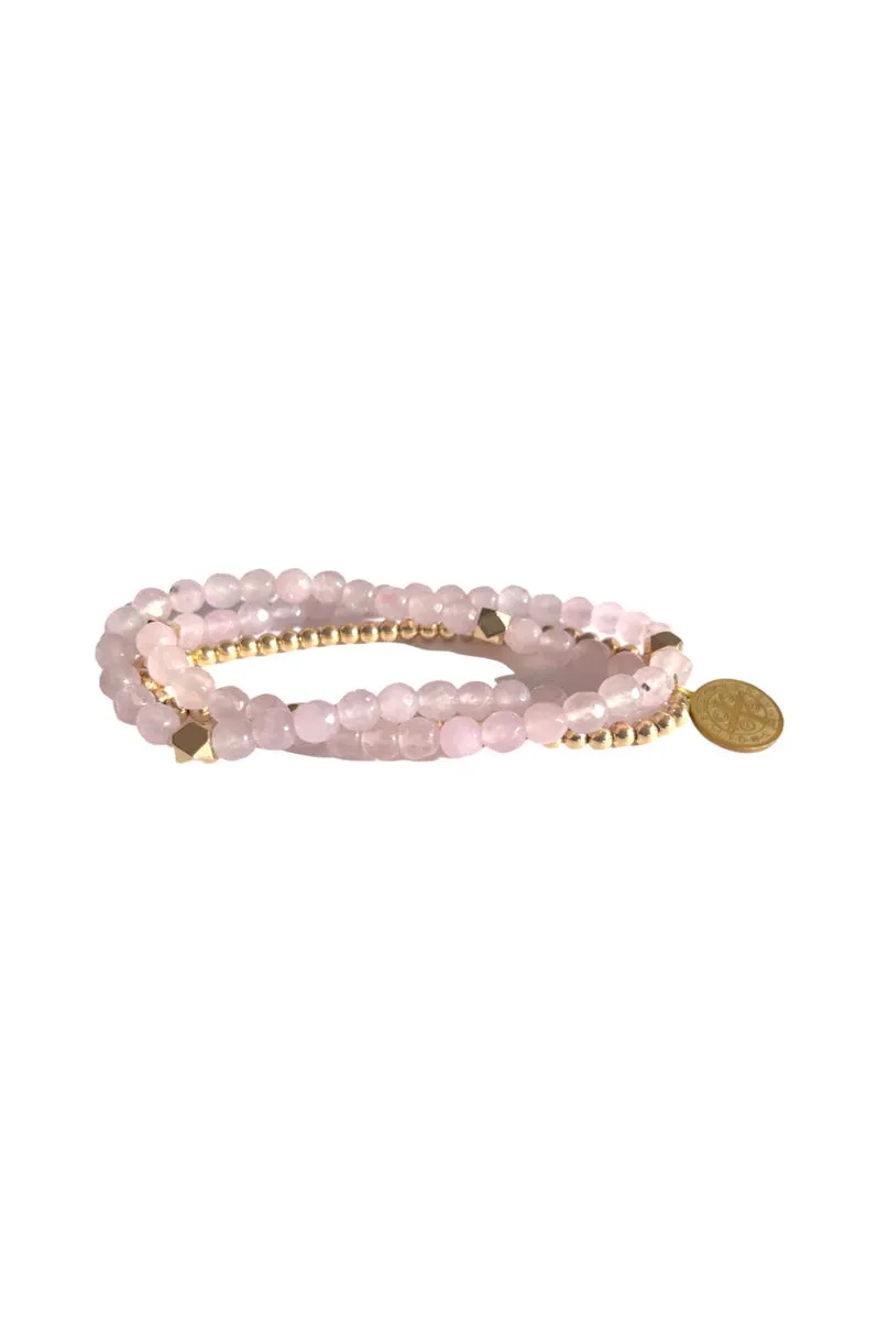 LINDI KINGI Beaded Bracelet Set - Himalayan Pink and Gold