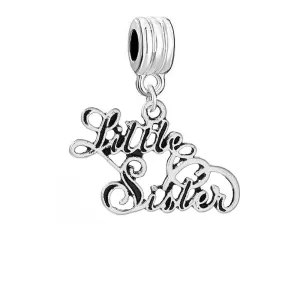 Little Sister Charm Dangle European Bead Compatible with Snake Chain Charm Bracelets â€¦