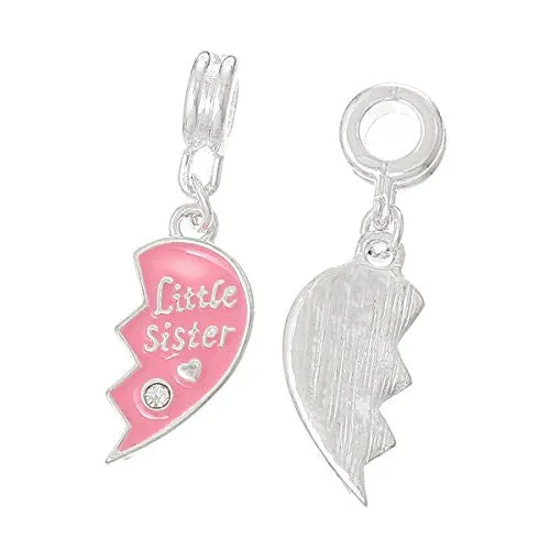 Little Sister Heart European European Bead Compatible for Most European Snake Chain Charm Bracelet