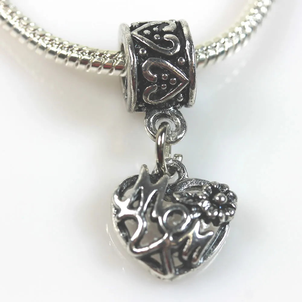 Love Mom European Bead Compatible for Most European Snake Chain Bracelet