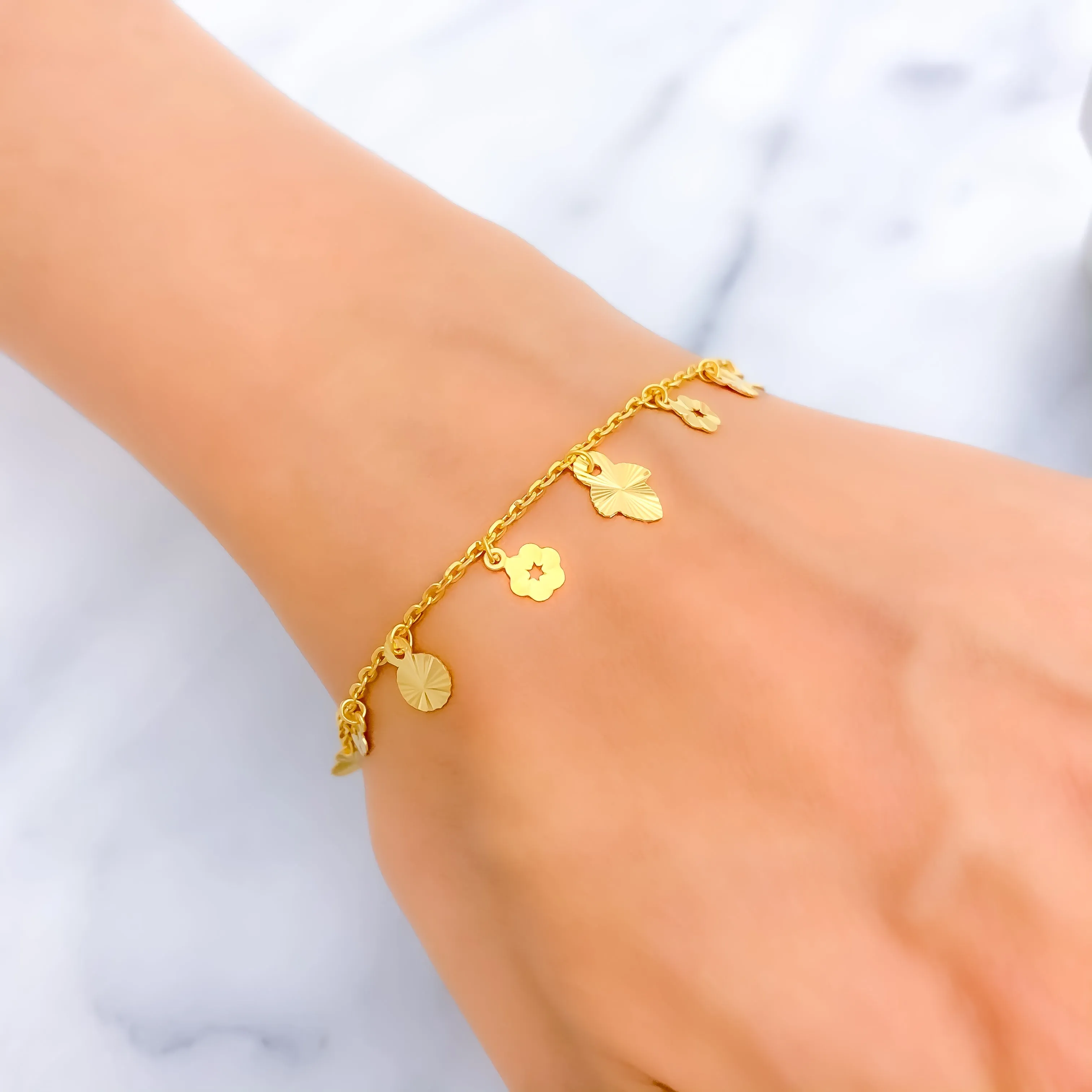 Lovely Shimmering 22K Gold Charm Bracelet