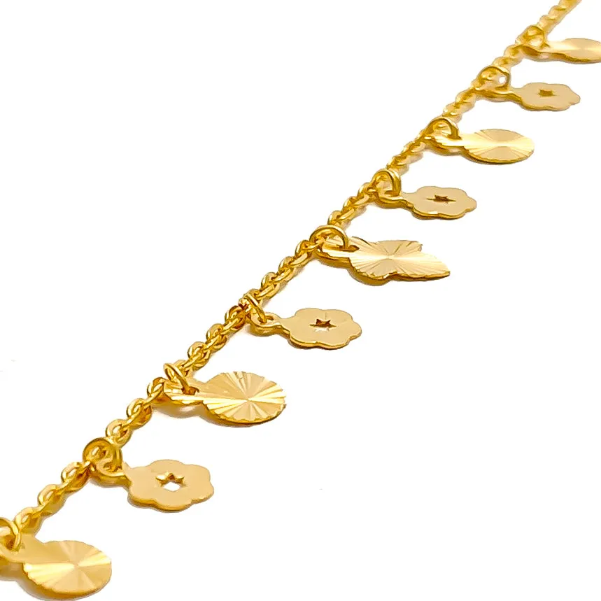 Lovely Shimmering 22K Gold Charm Bracelet