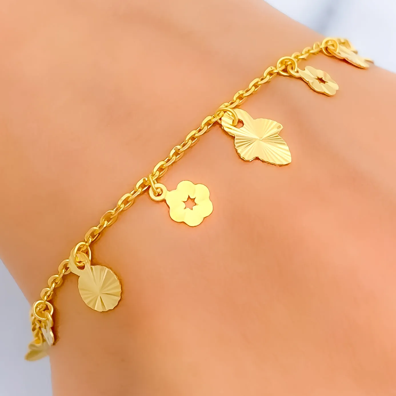 Lovely Shimmering 22K Gold Charm Bracelet