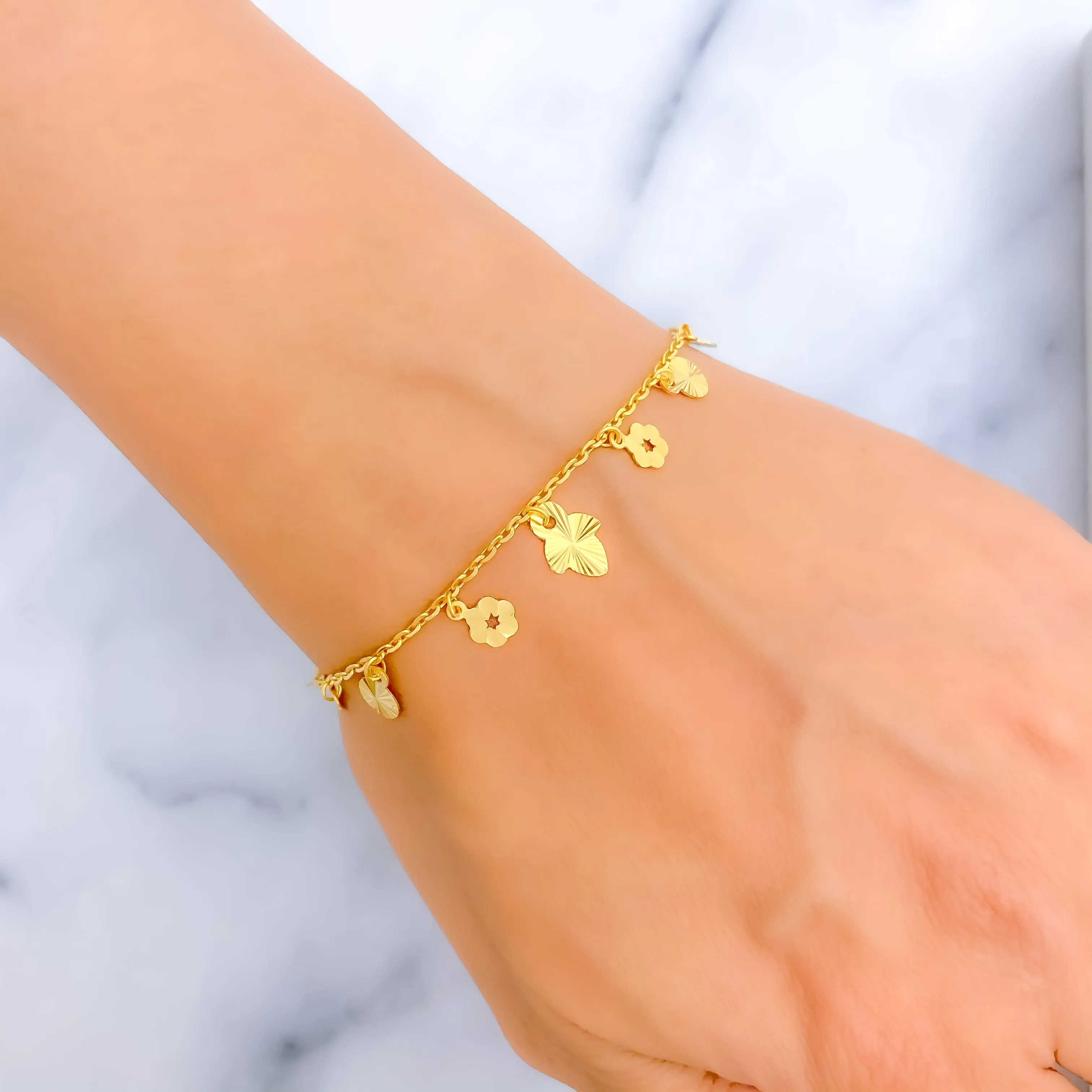 Lovely Shimmering 22K Gold Charm Bracelet