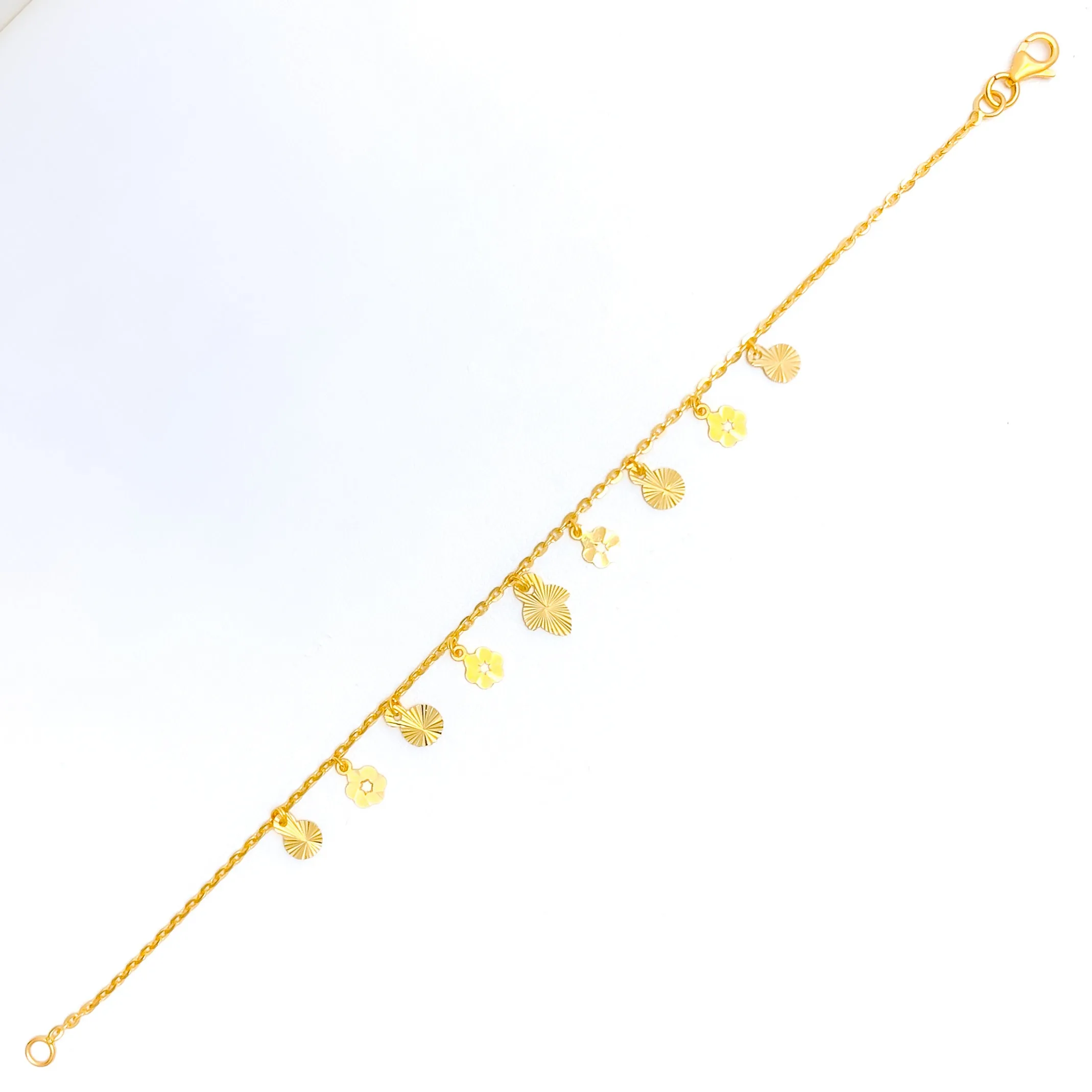 Lovely Shimmering 22K Gold Charm Bracelet