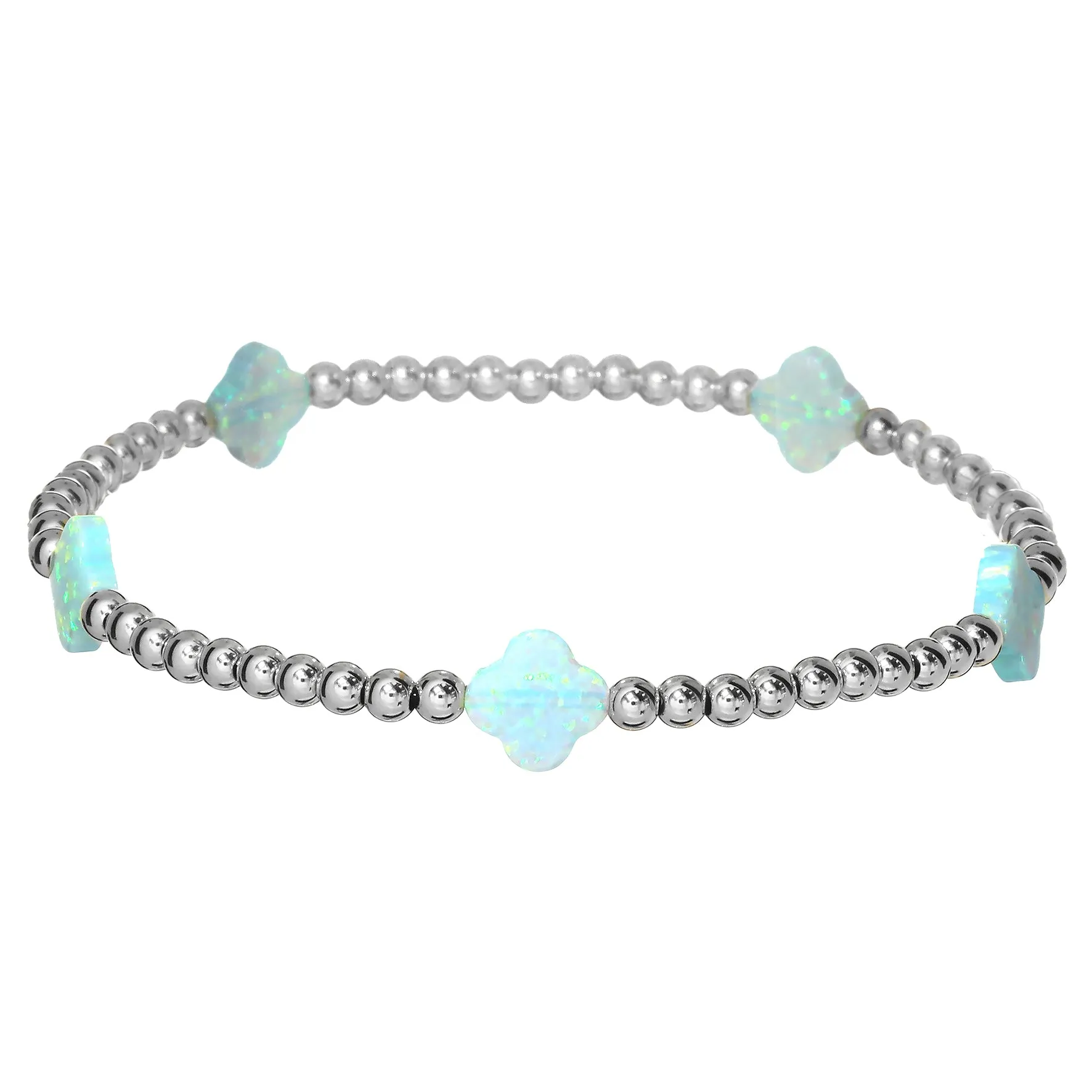 LUCKY CLOVER BTY | Opal Charm and 14K Gold Filled Beads Bracelet - Medium