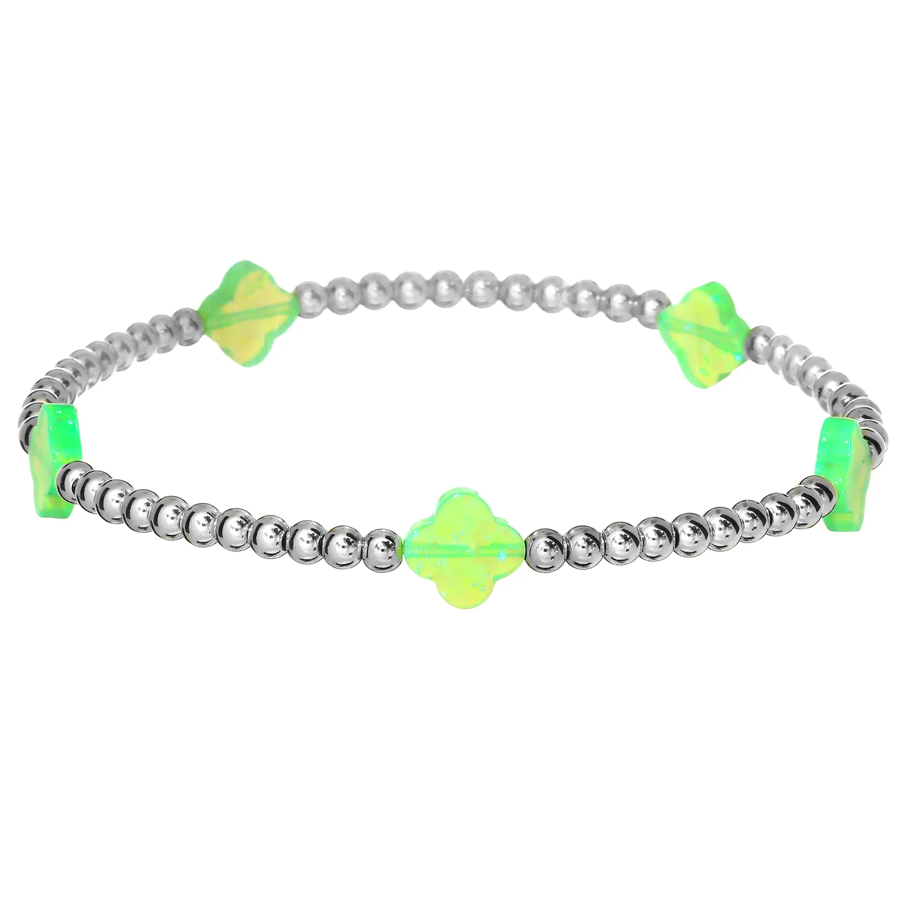 LUCKY CLOVER BTY | Opal Charm and 14K Gold Filled Beads Bracelet - Medium