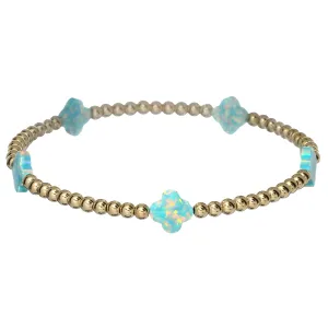 LUCKY CLOVER BTY | Opal Charm and 14K Gold Filled Beads Bracelet - Medium
