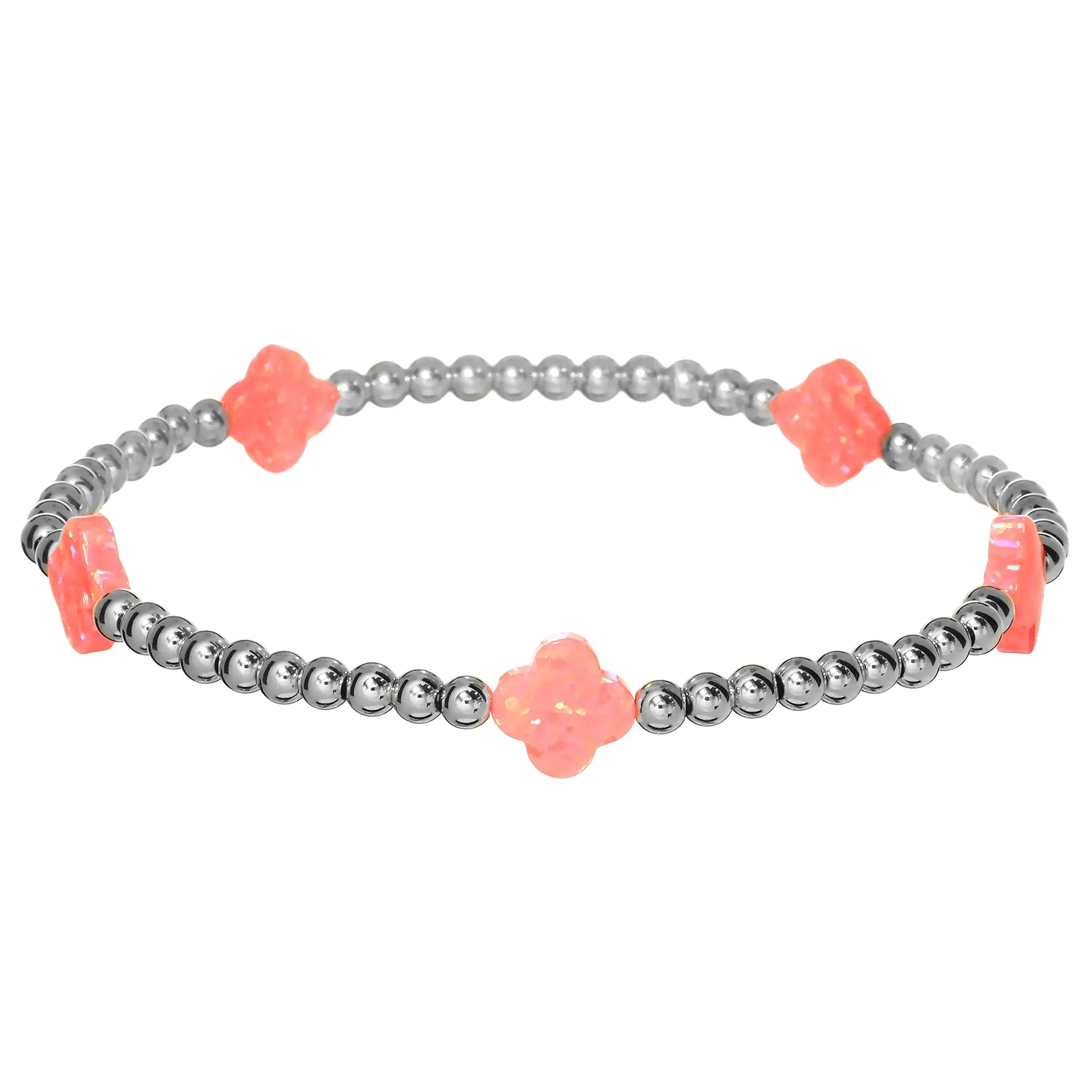 LUCKY CLOVER BTY | Opal Charm and 14K Gold Filled Beads Bracelet - Medium