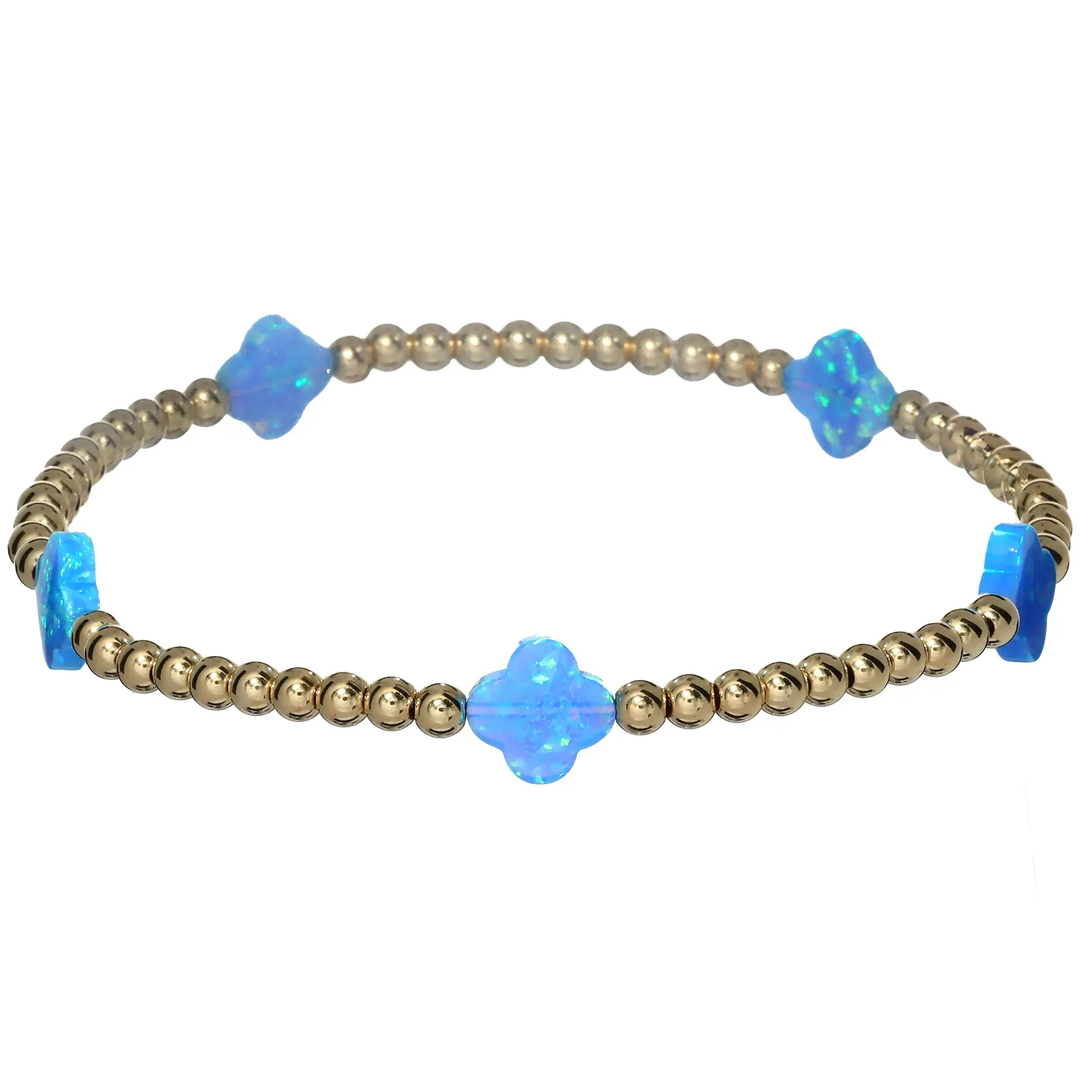 LUCKY CLOVER BTY | Opal Charm and 14K Gold Filled Beads Bracelet - Medium
