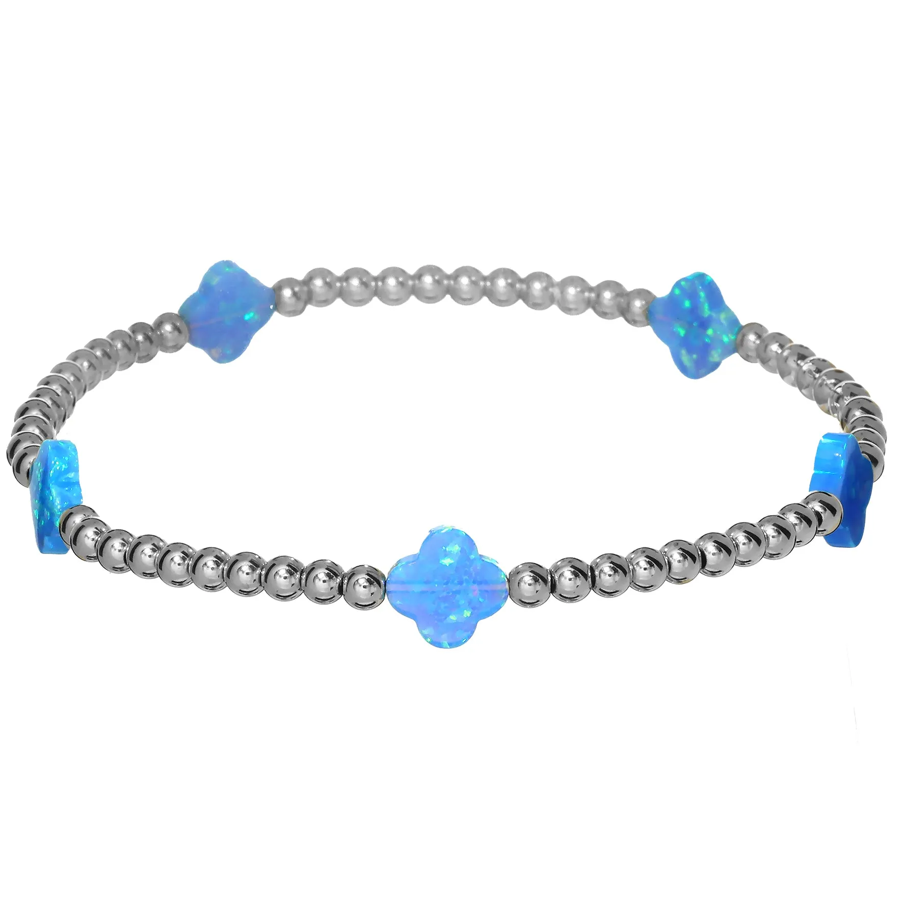 LUCKY CLOVER BTY | Opal Charm and 14K Gold Filled Beads Bracelet - Medium