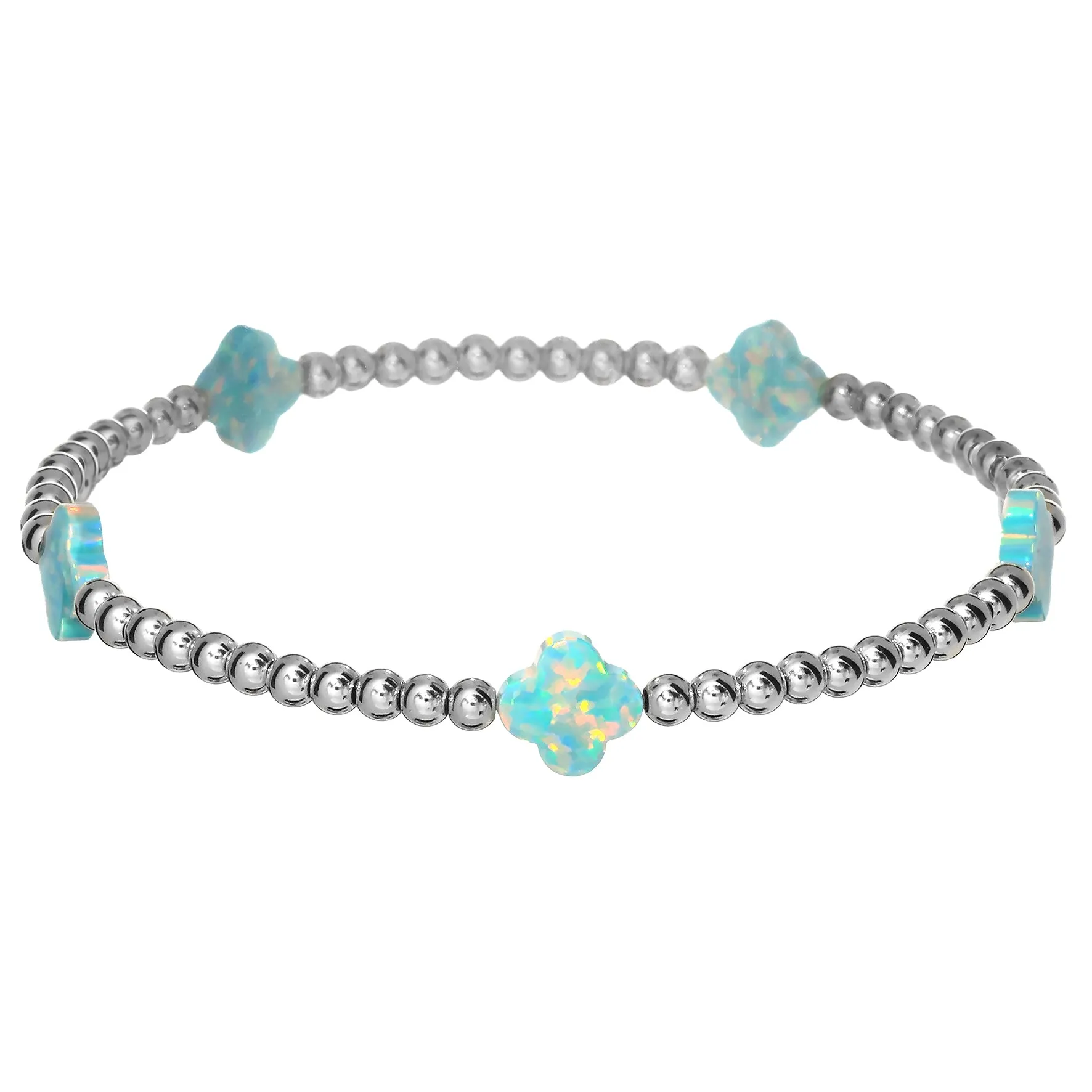 LUCKY CLOVER BTY | Opal Charm and 14K Gold Filled Beads Bracelet - Medium
