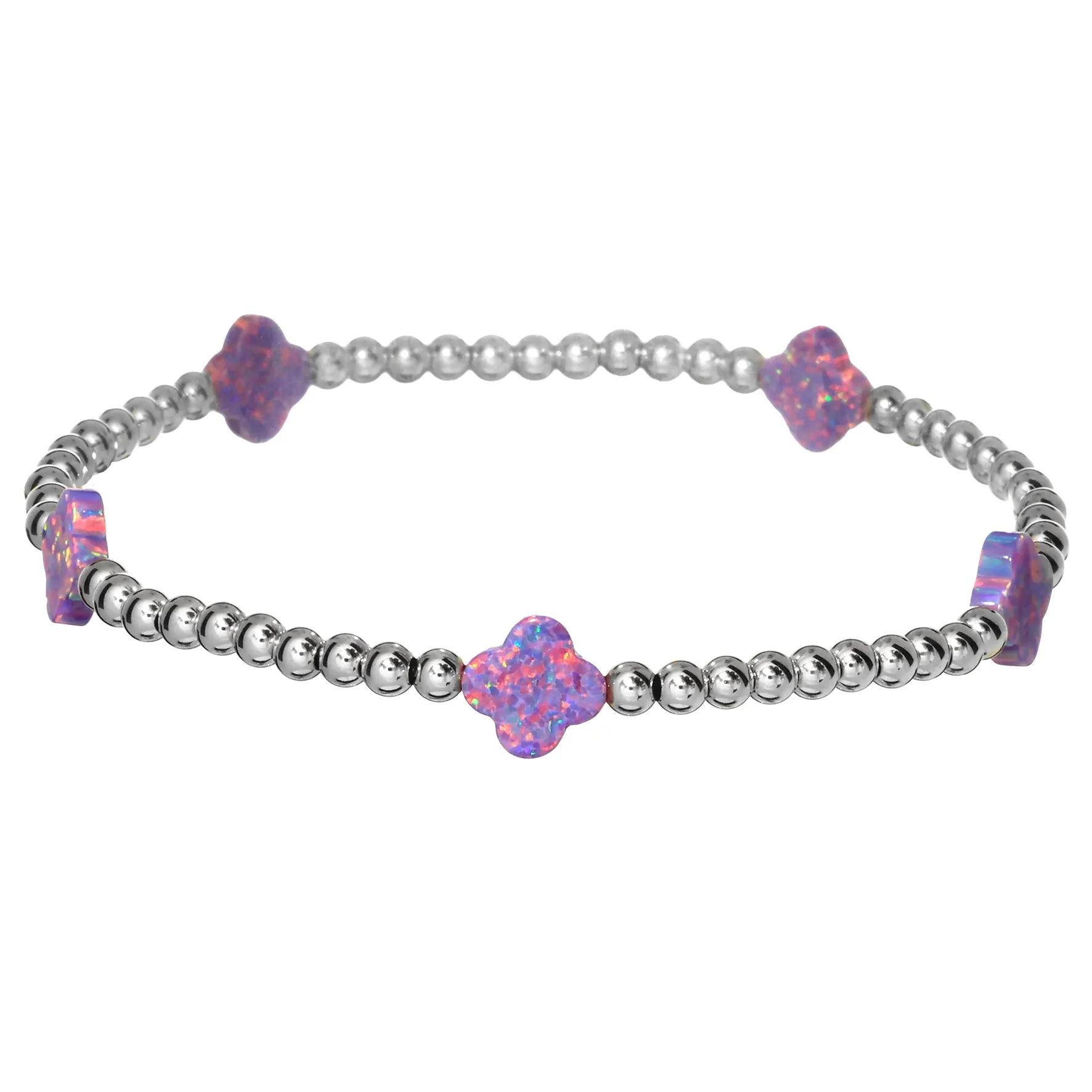 LUCKY CLOVER BTY | Opal Charm and 14K Gold Filled Beads Bracelet - Medium