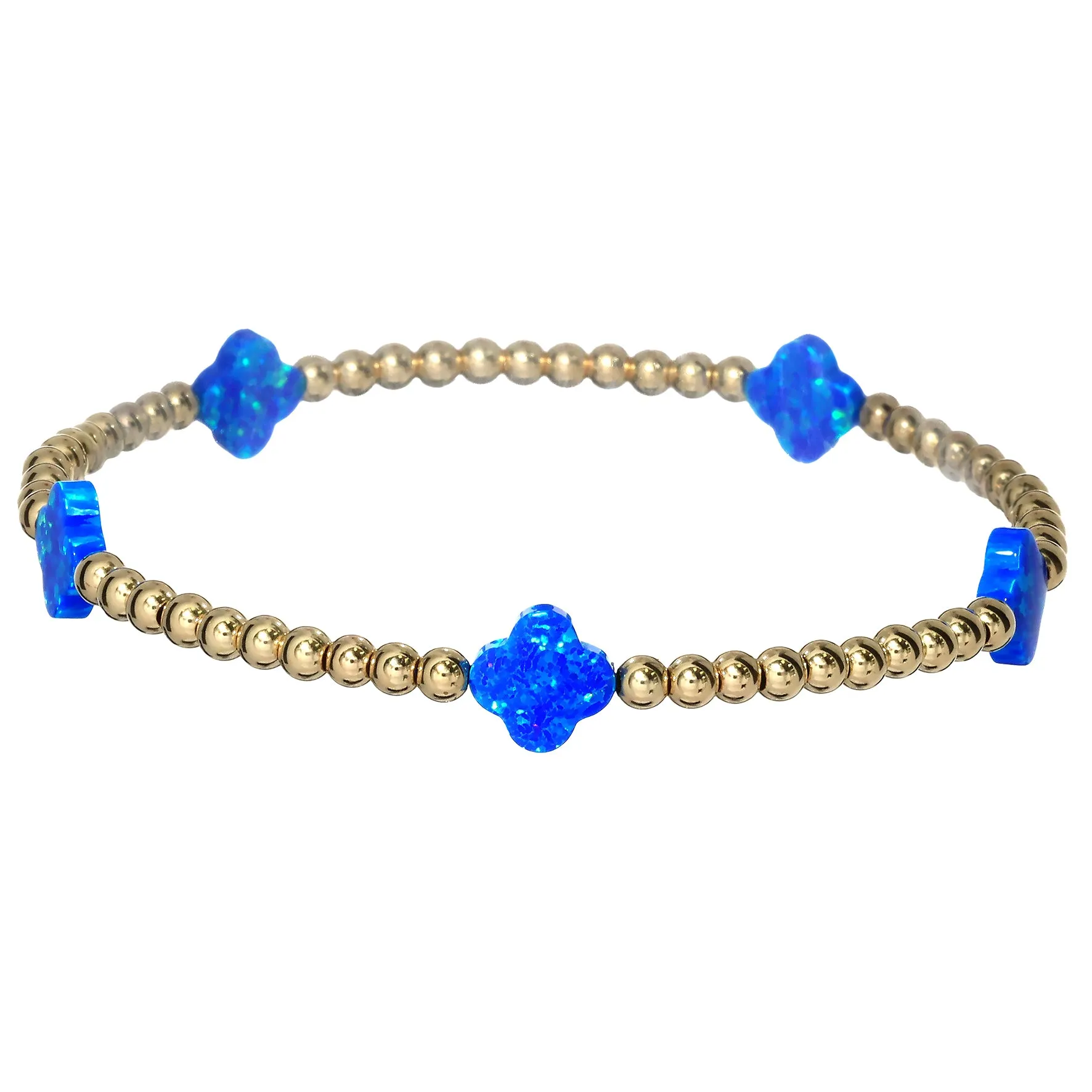 LUCKY CLOVER BTY | Opal Charm and 14K Gold Filled Beads Bracelet - Medium