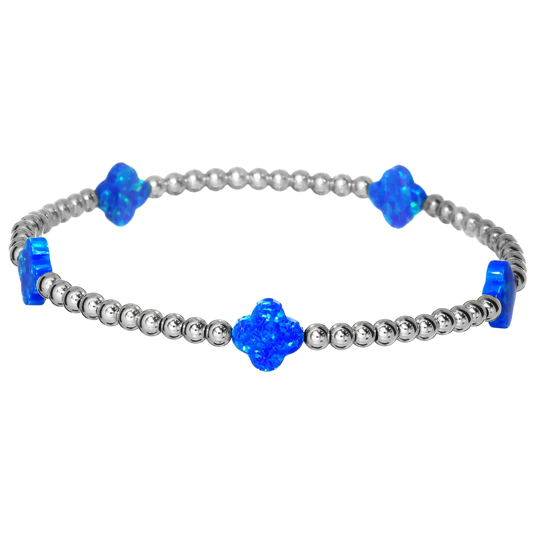 LUCKY CLOVER BTY | Opal Charm and 14K Gold Filled Beads Bracelet - Medium