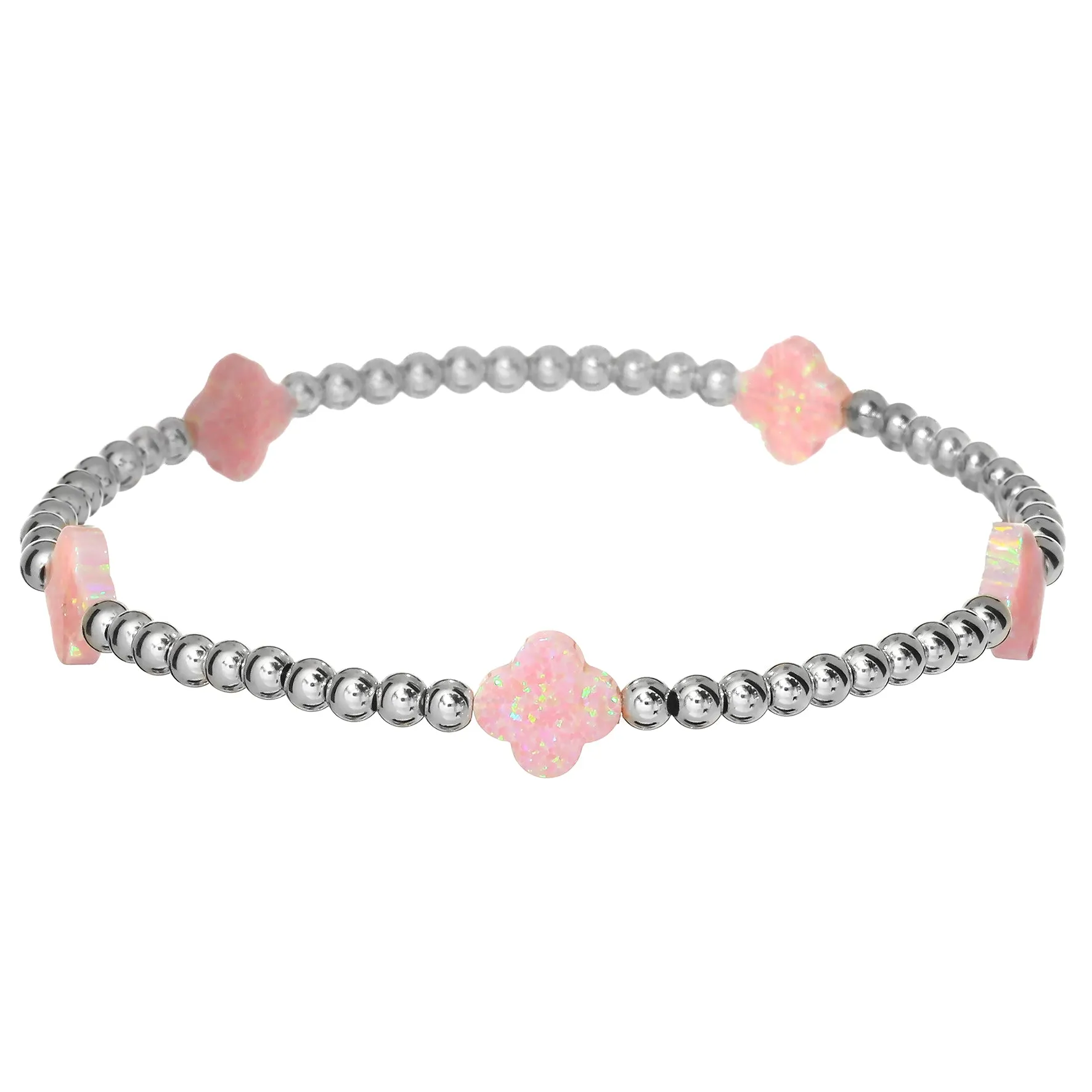 LUCKY CLOVER BTY | Opal Charm and 14K Gold Filled Beads Bracelet - Medium