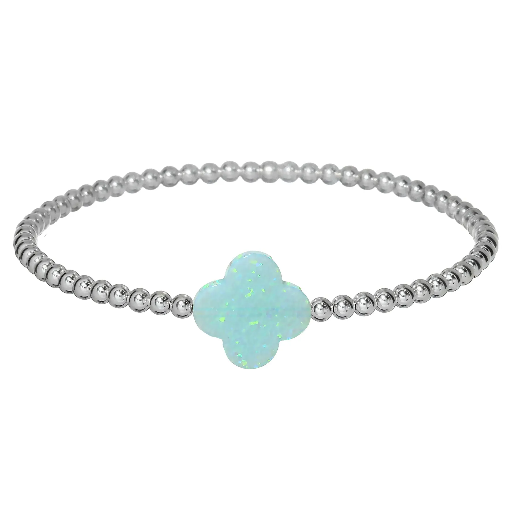 LUCKY CLOVER | Opal Charm and 14K Gold Filled Beads Bracelet - Large