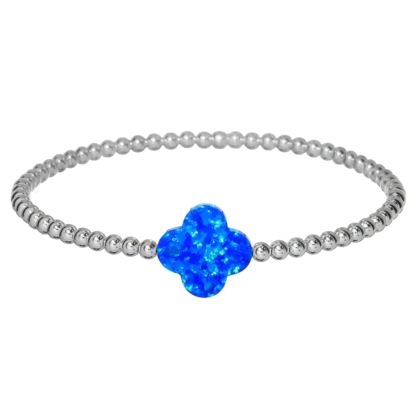 LUCKY CLOVER | Opal Charm and 14K Gold Filled Beads Bracelet - Large