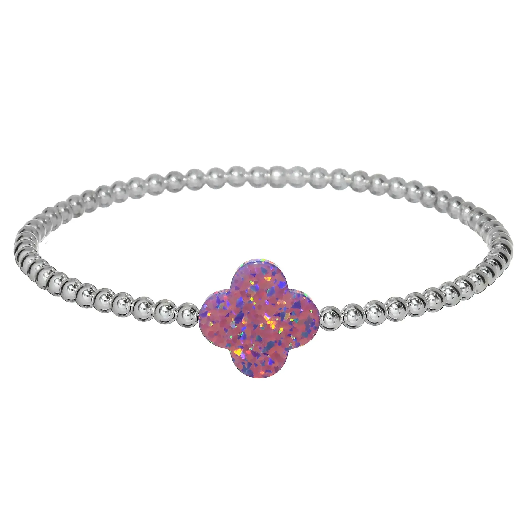 LUCKY CLOVER | Opal Charm and 14K Gold Filled Beads Bracelet - Large
