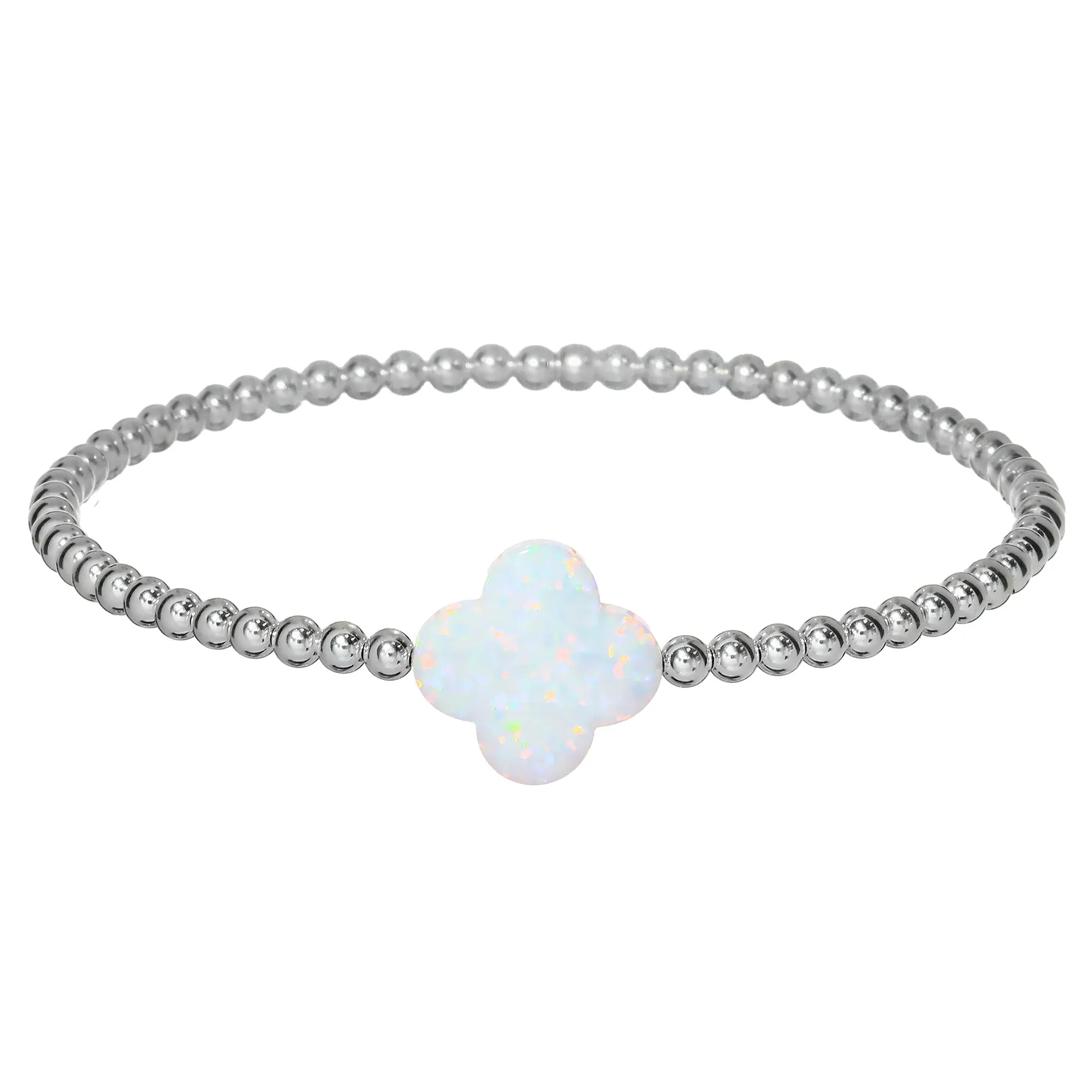 LUCKY CLOVER | Opal Charm and 14K Gold Filled Beads Bracelet - Large