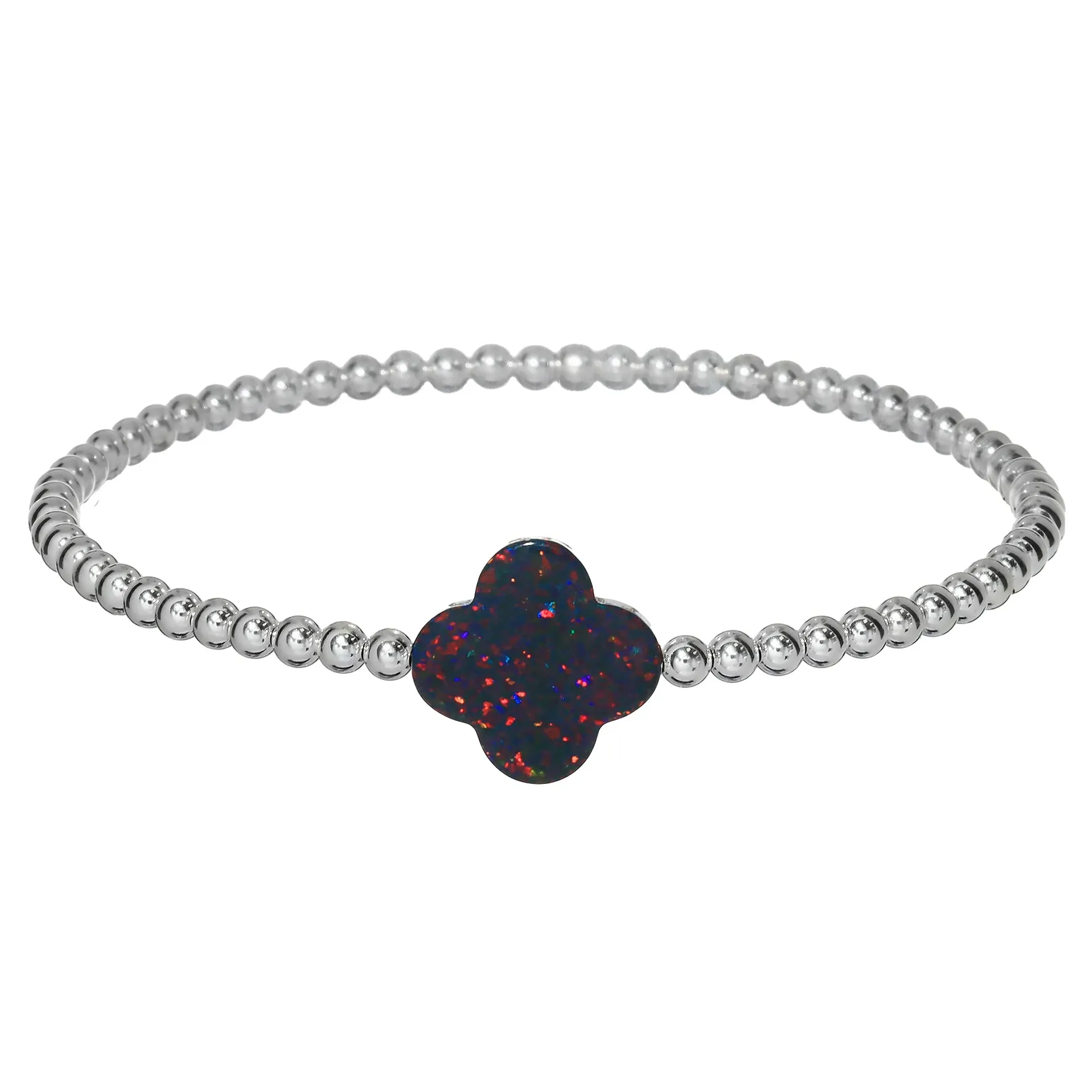 LUCKY CLOVER | Opal Charm and 14K Gold Filled Beads Bracelet - Large