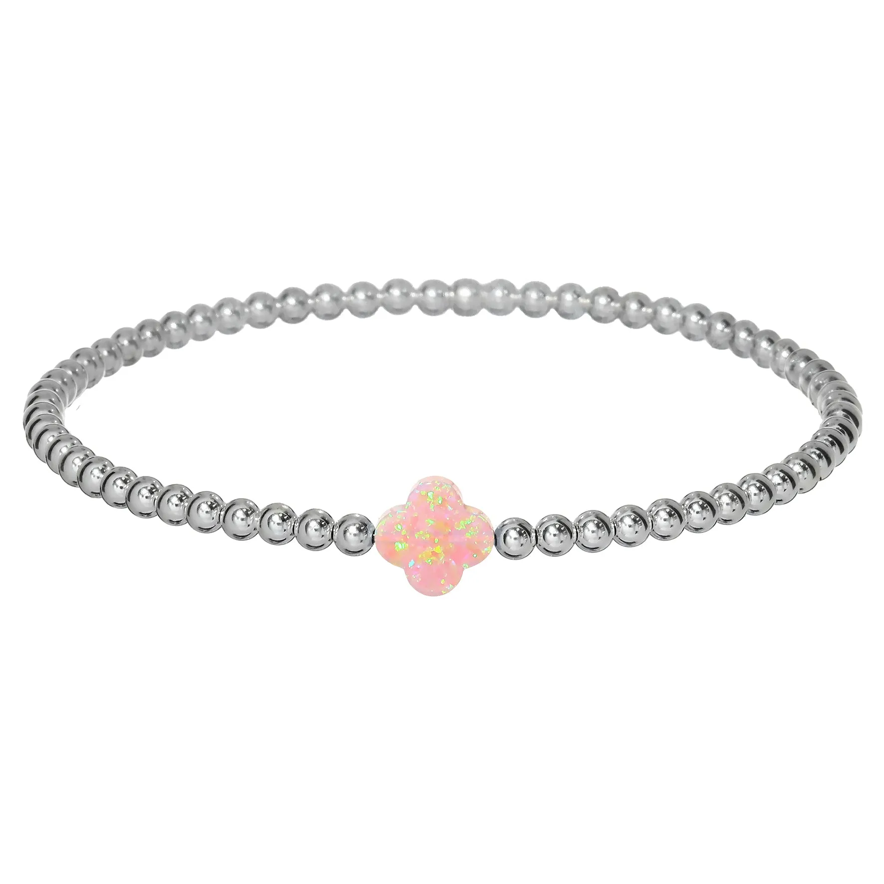LUCKY CLOVER | Opal Charm and 14K Gold Filled Beads Bracelet - Medium