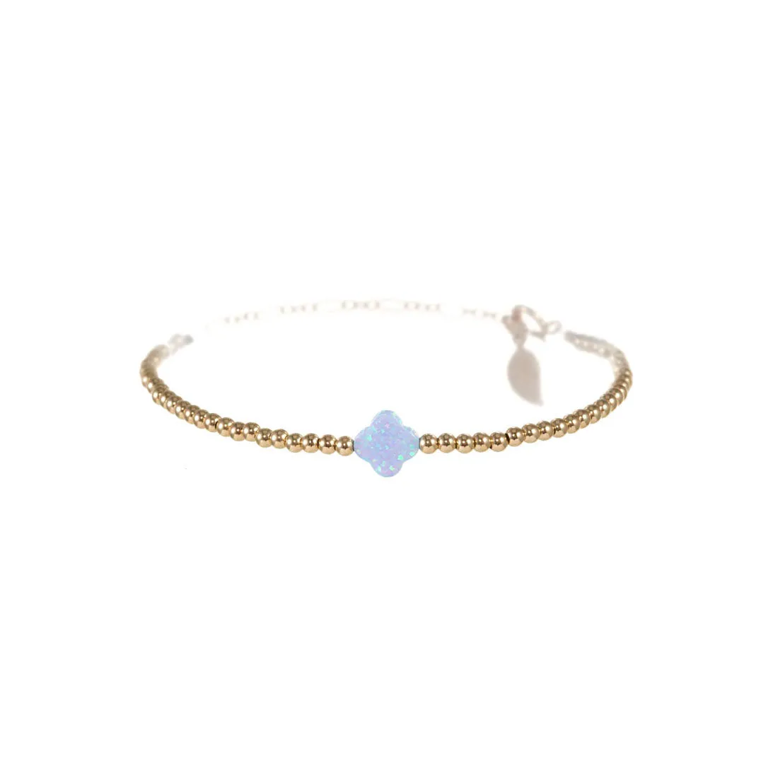 LUCKY CLOVER | Opal Charm and 14K Gold Filled Beads Bracelet - Medium