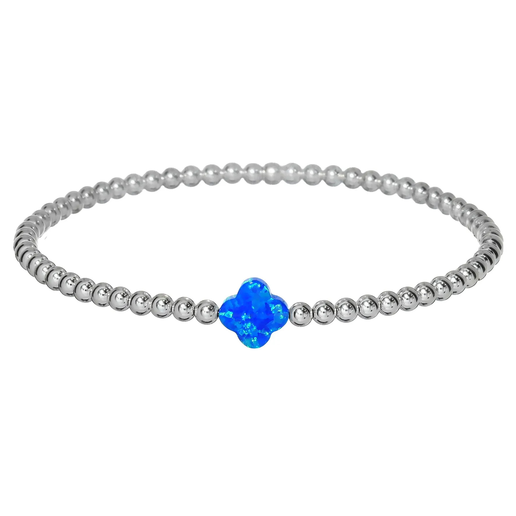 LUCKY CLOVER | Opal Charm and 14K Gold Filled Beads Bracelet - Medium