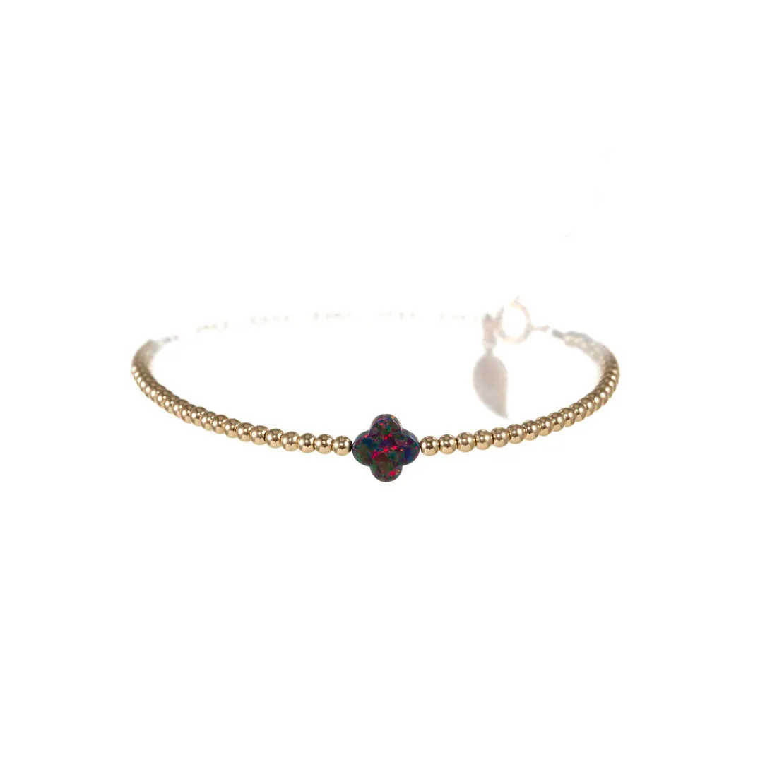 LUCKY CLOVER | Opal Charm and 14K Gold Filled Beads Bracelet - Medium