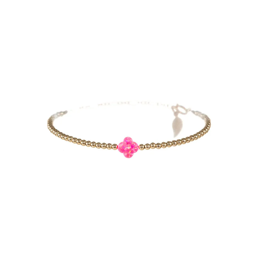LUCKY CLOVER | Opal Charm and 14K Gold Filled Beads Bracelet - Medium
