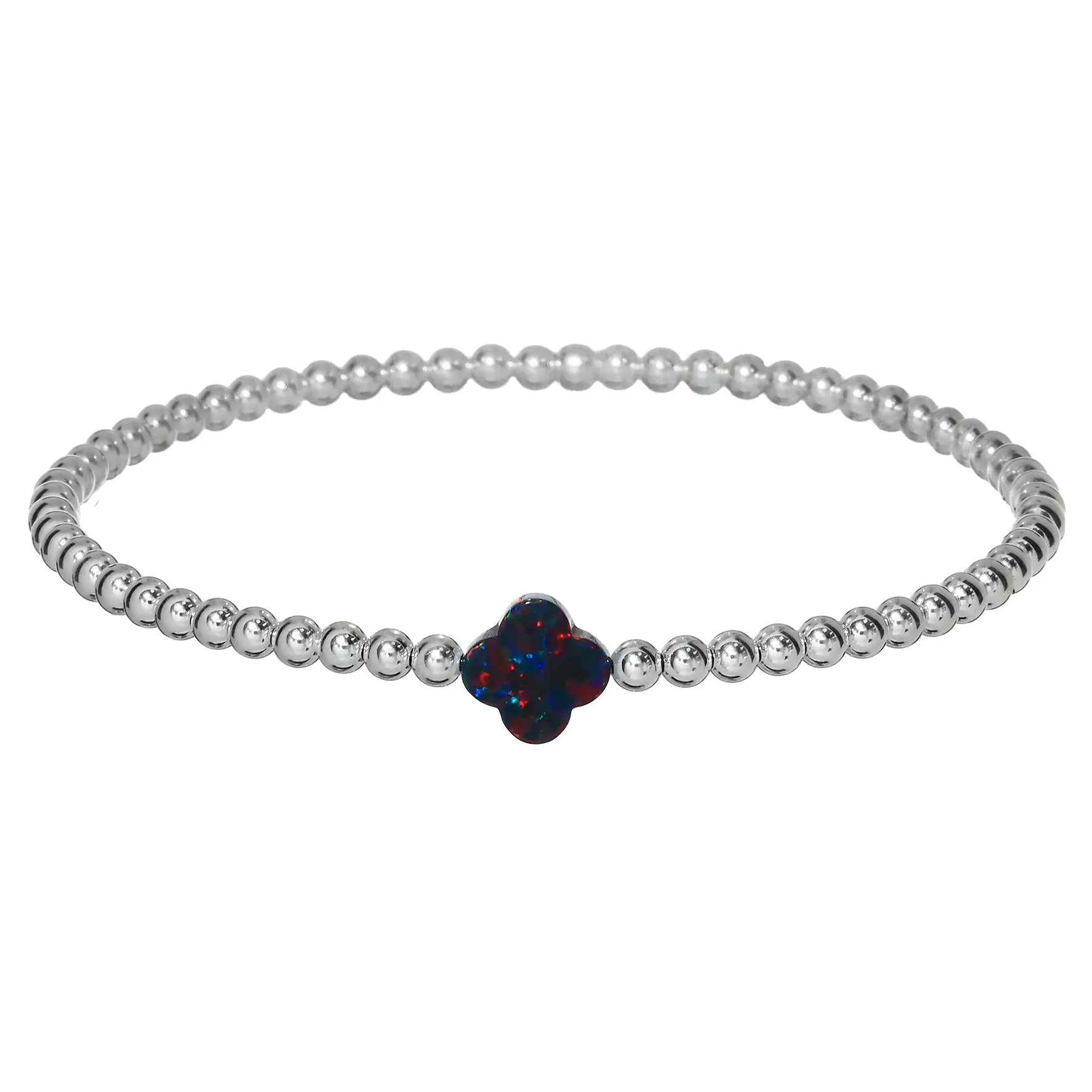 LUCKY CLOVER | Opal Charm and 14K Gold Filled Beads Bracelet - Medium