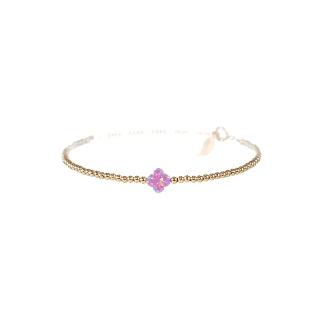 LUCKY CLOVER | Opal Charm and 14K Gold Filled Beads Bracelet - Medium