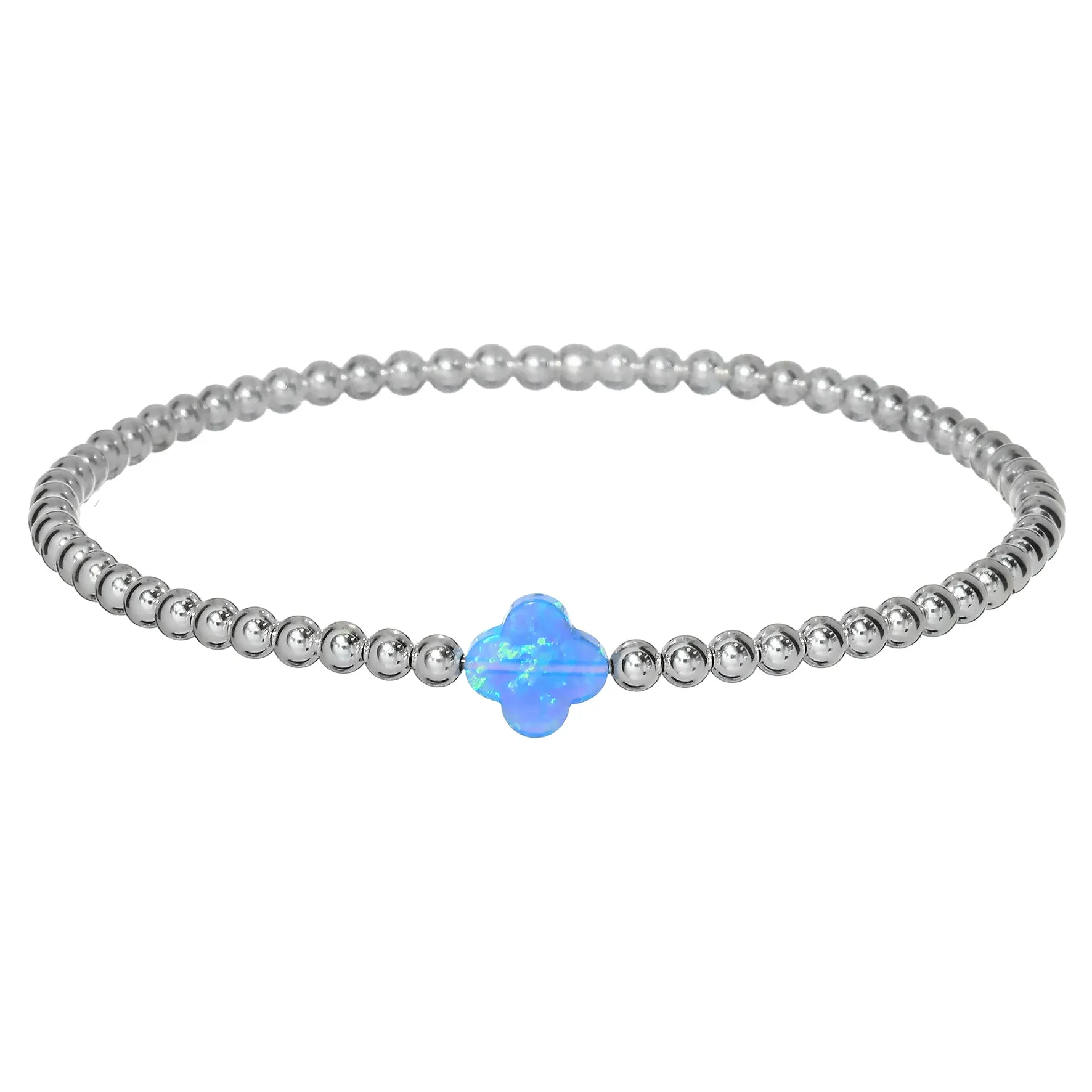 LUCKY CLOVER | Opal Charm and 14K Gold Filled Beads Bracelet - Medium