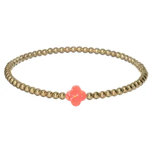 LUCKY CLOVER | Opal Charm and 14K Gold Filled Beads Bracelet - Medium