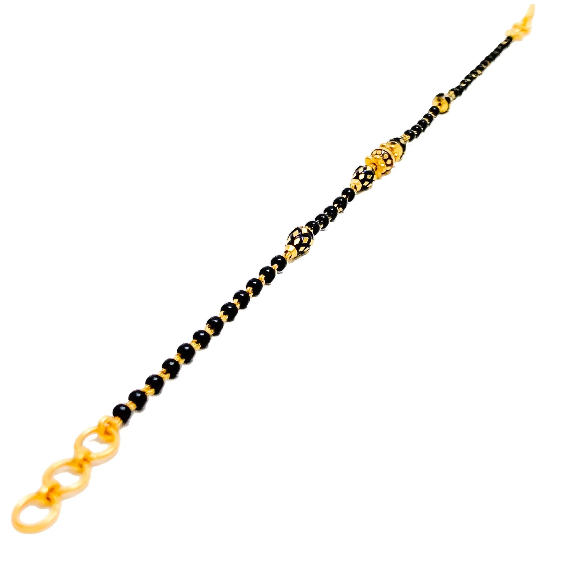 Luminous Lightweight 22k Gold Black Bead Bracelet