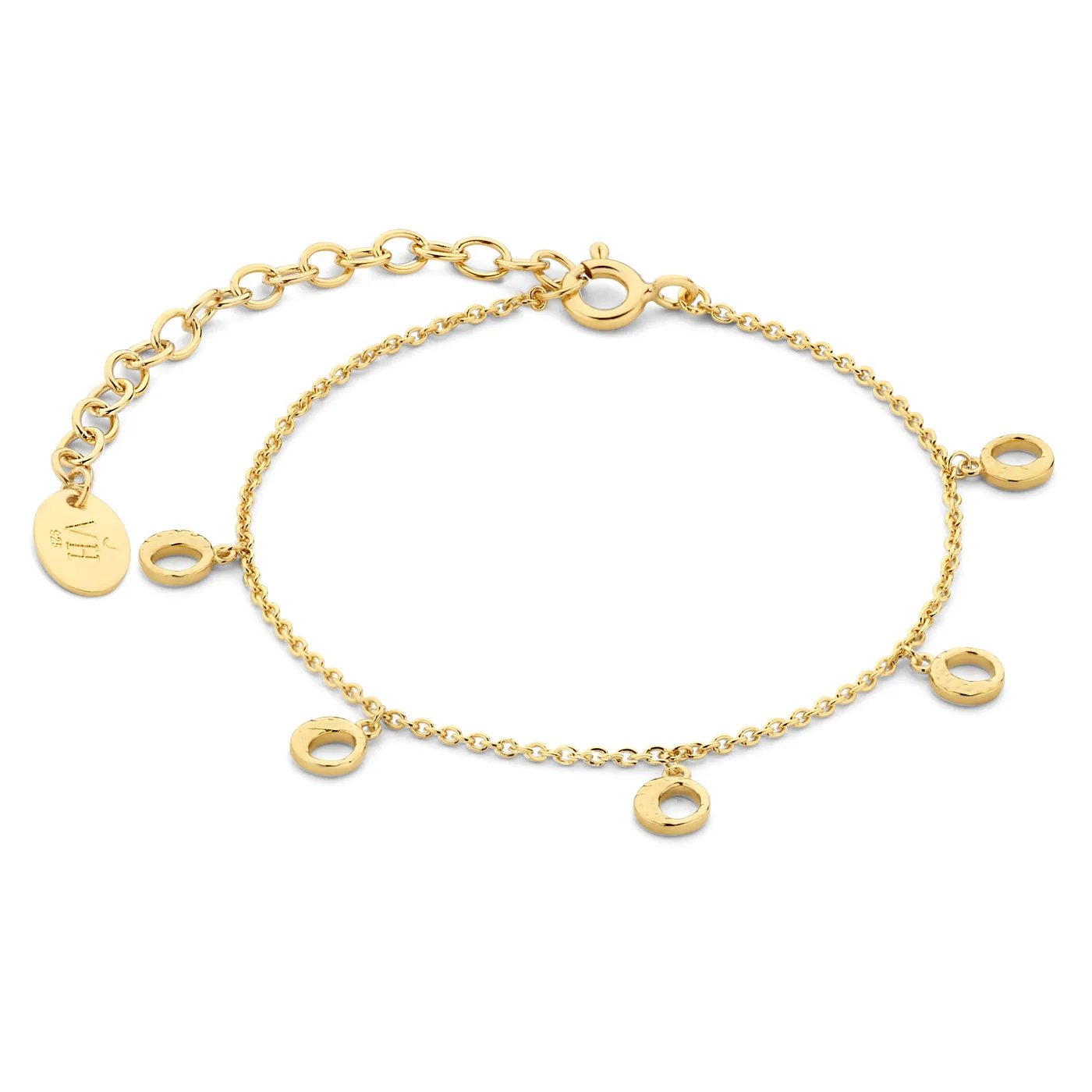 Luna 925 sterling silver gold plated bracelet with moons