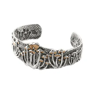 Magic Mushroom Cuff in Silver with Bronze Accents - Narrow