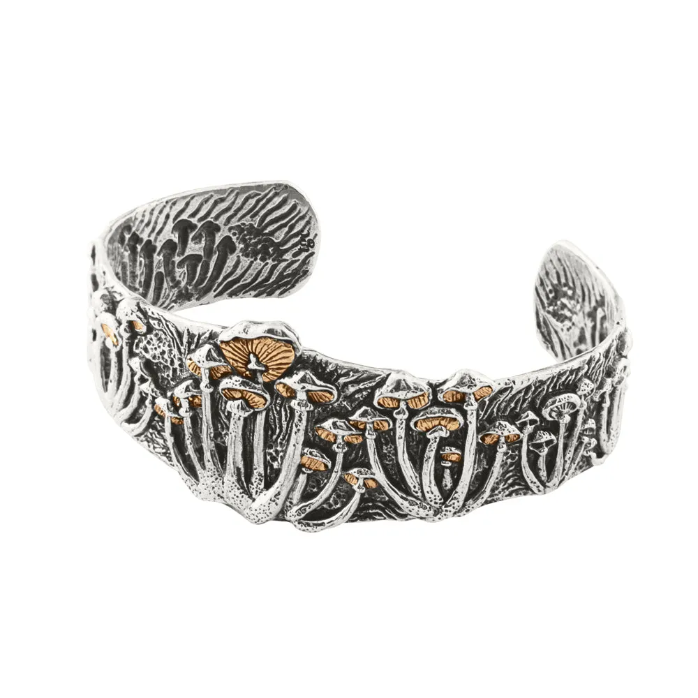 Magic Mushroom Cuff in Silver with Bronze Accents - Narrow