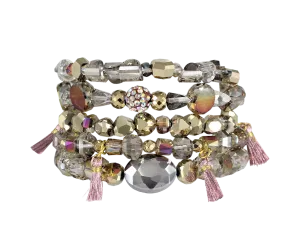 {MANHATTAN} Erimish Gold   Mauve Stack {Set of 5 Bracelets}