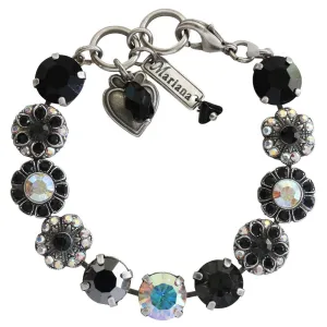 Mariana "Tuxedo" Silver Plated Large Round Floral Statement Crystal Bracelet, 4284 3701