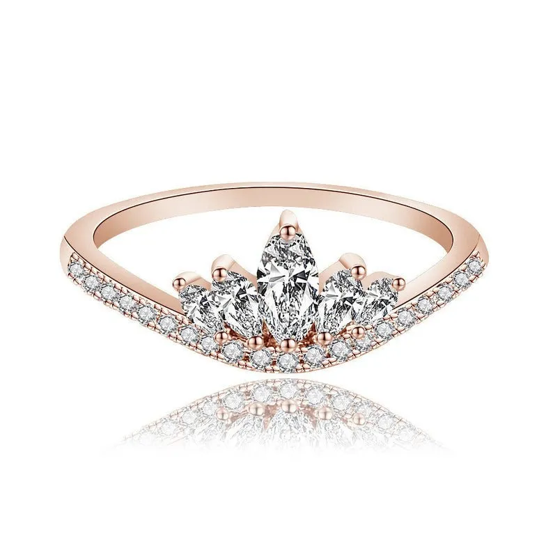 Marquise shaped Moissanite Diamond ring, Rose gold Engagement Ring, unique Cluster engagement ring, wedding Promise gift for women