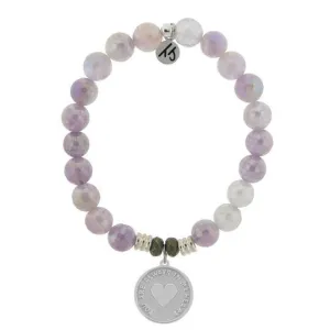 Mauve Jade Stone Bracelet with Always in my Heart Sterling Silver Charm