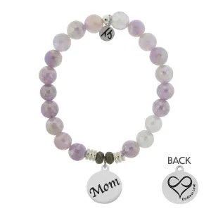 Mauve Jade Stone Bracelet with Mom Endless Love Sterling Silver Charm