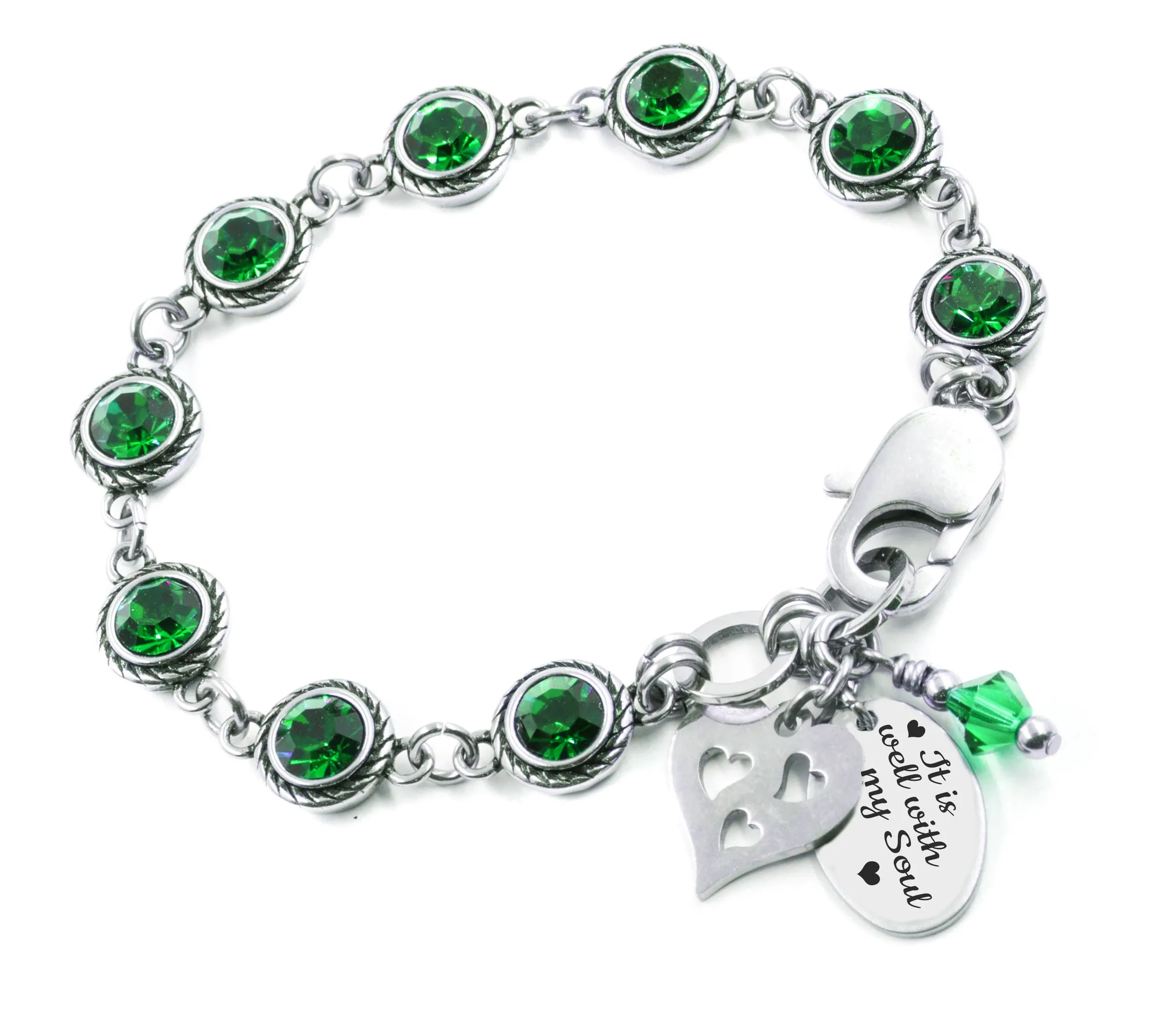 May Emerald Birthstone Bracelet Color Choice