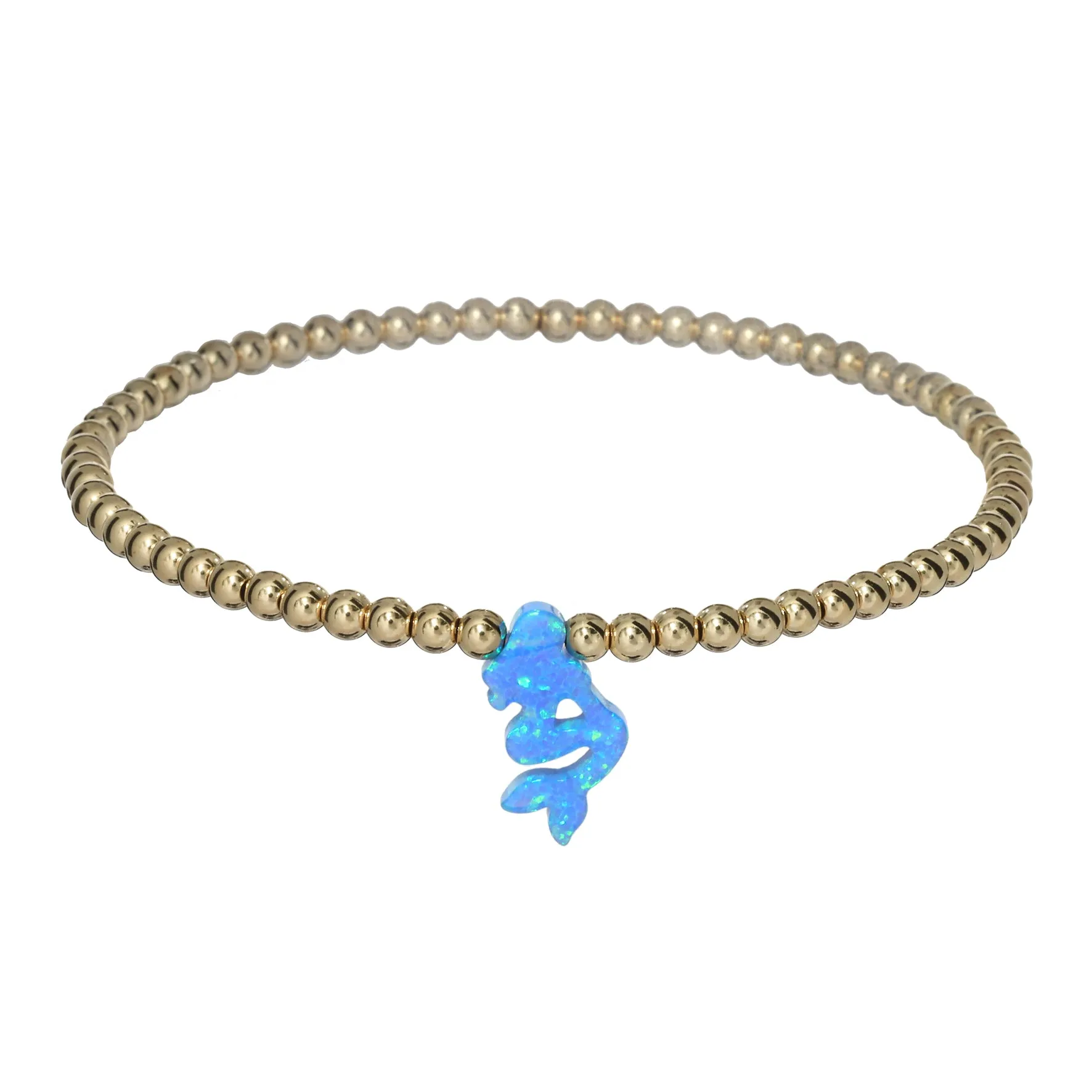 MERMAID | Opal Charm and 14K Gold Filled Beads Bracelet