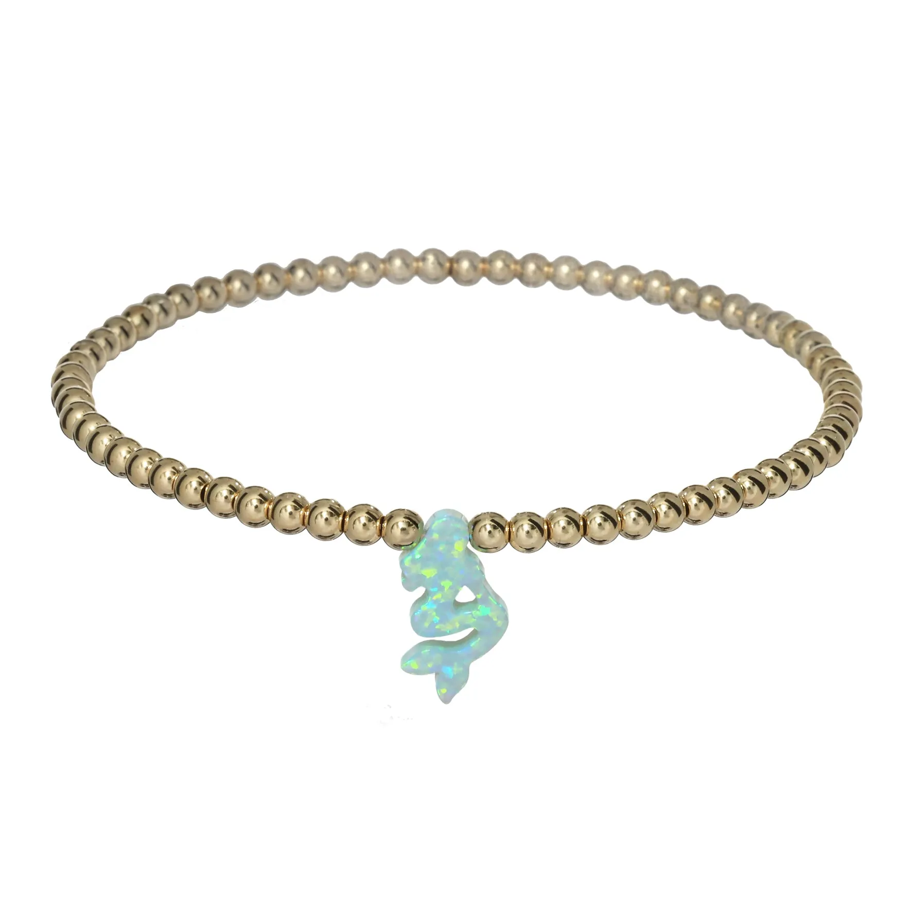 MERMAID | Opal Charm and 14K Gold Filled Beads Bracelet