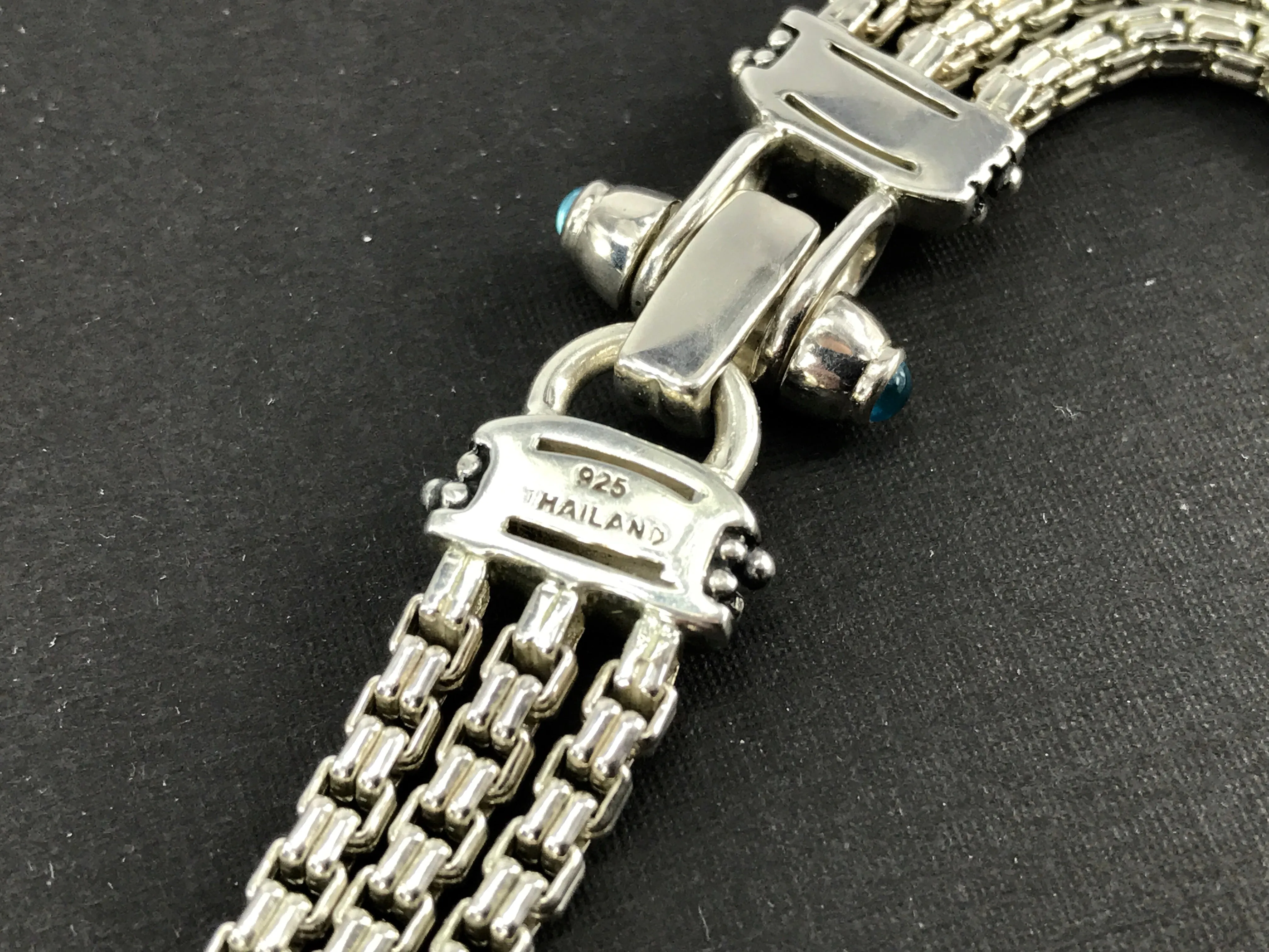 Michael Dawkins Sterling Silver 3 Strand Blue Topaz Bracelet 7.25"