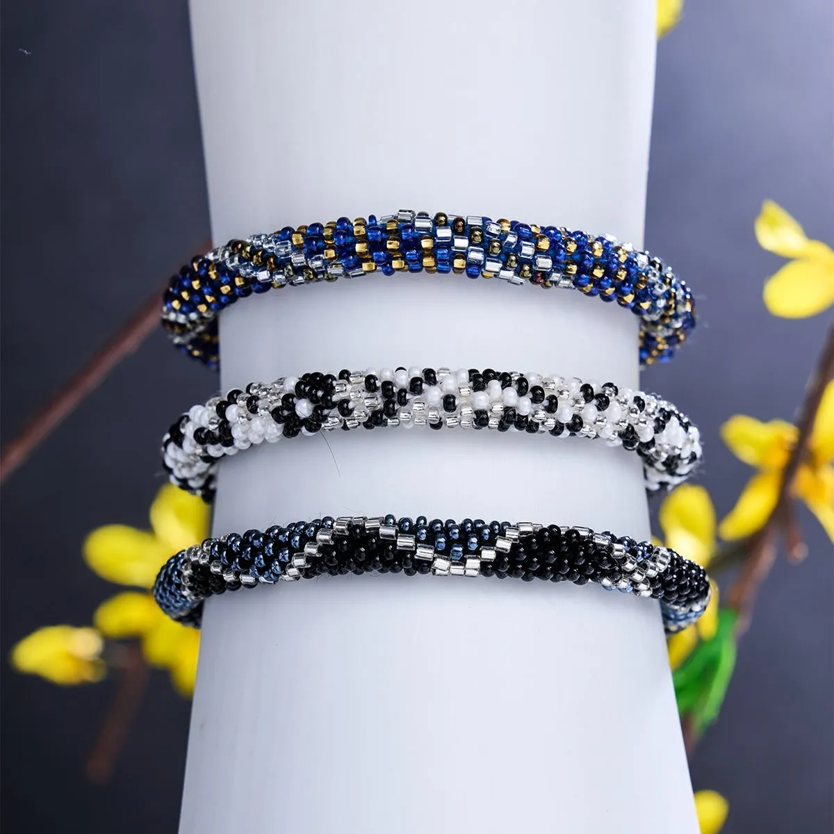 Midnight Serpent | Himalayan Glass Bead Bracelet