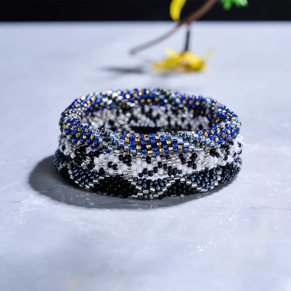 Midnight Serpent | Himalayan Glass Bead Bracelet