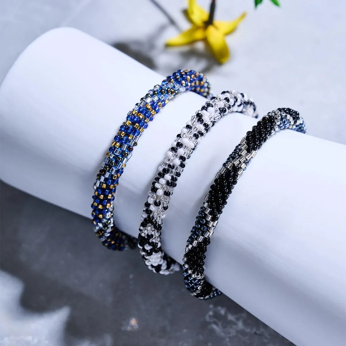 Midnight Serpent | Himalayan Glass Bead Bracelet